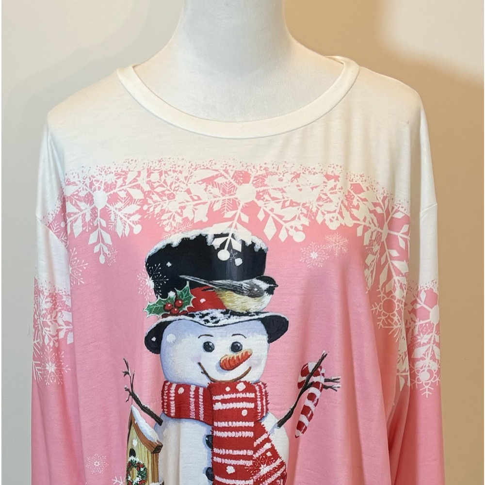 Pink & White Snowman Sweatshirt Size 3XL